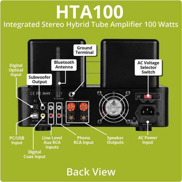 Alt view image 3 of 4 - HTA100 Integrated Stereo Hybrid Tube Amplifier 100 Watts