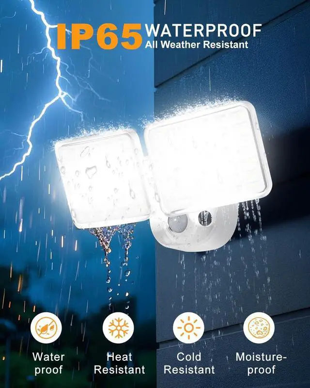 Alt view image 5 of 7 - Recharge Battery Motion Light, 2500LM & 4000LM Dual Modes Motion Sensor Security Lights, USB Charging Wireless Flood Light Battery Powered, LED Outdoor Lights for Garage,Yard,Porch,Shed(2 Packs)