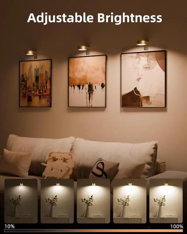 Alt view image 4 of 7 - Picture Lights for Wall, 2000mAh Recharge Battery Magnetic Poster Lights with 3 Color Temps & 12 RGB, Remote Dimm Timer Painting Light, Wall Decor Light for  Display, Frame (6 Pack)