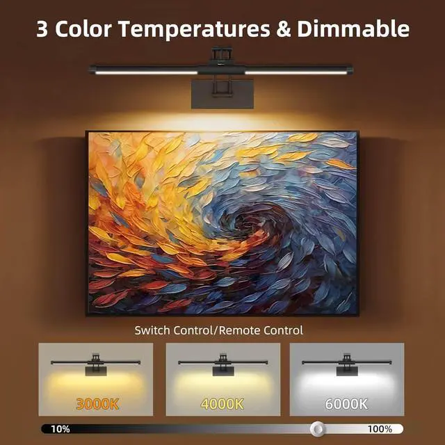 Alt view image 2 of 7 - 24 Picture Lights for Wall Battery Operated, Wireless Picture Lights with Remote, Recharge Wall Light 3000K/4000K/6000K Dimm,  Lighting for Paintings Frame Gallery Dboard Light, Black