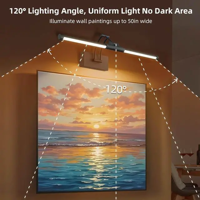 Alt view image 6 of 7 - 24 Picture Lights for Wall Battery Operated, Wireless Picture Lights with Remote, Recharge Wall Light 3000K/4000K/6000K Dimm,  Lighting for Paintings Frame Gallery Dboard Light, Black