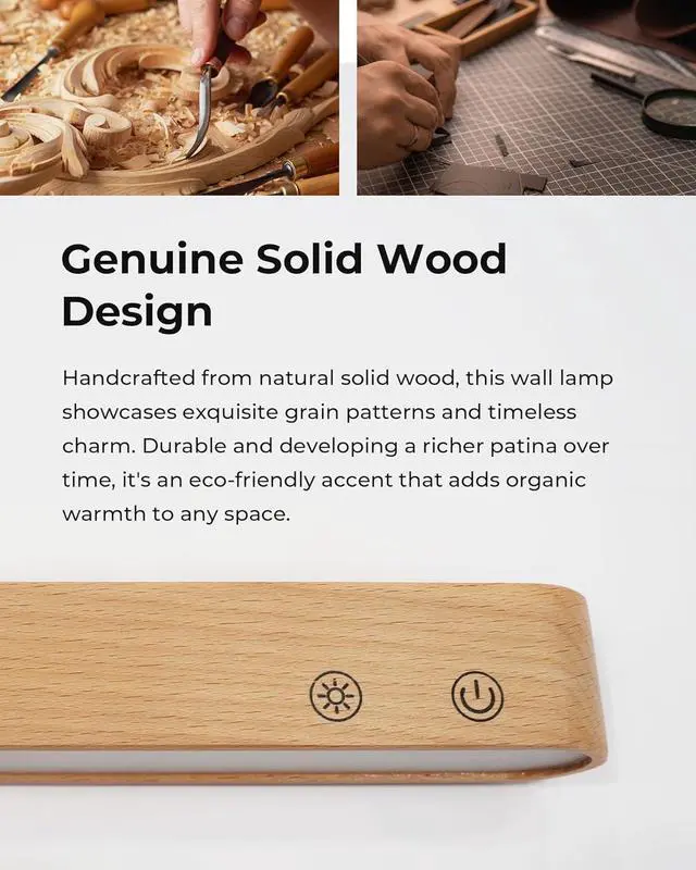 Alt view image 4 of 7 - Recharge LED Wall Sconces Set of Two,Wall Lights for Bedroom with Remote Control and Touch,360° Magnetic Rotation,3 Colors Dimm Brightness Wood Wall Lamps with 15 RGB Colors,2 Pack