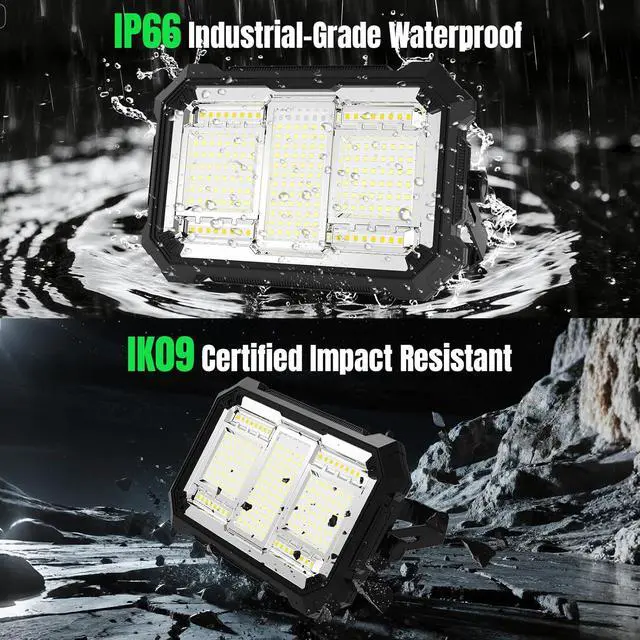 Alt view image 6 of 7 - 400W 32000MAh Recharge Work Light, 206 LED 32000LM Port Flood Light with Standinfinitely dimm function, IP66 Waterproof 4 Modes LED Job Site Lighting Flashlights for Mechanic Car Repair