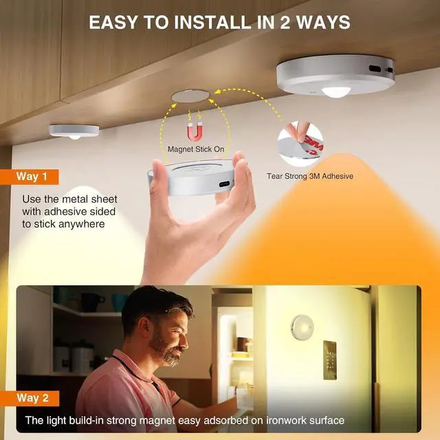 Alt view image 6 of 7 - RGB Puck Lights with Remote Control, 2000mAh Recharge Stick on Led Lights, 9 Colors & 2 Dynamic, Tap Light with Timing,Under Cabinet Lighting for Closet,Kitchen,Cabinet,Shelf(Silver, 5 Pack)