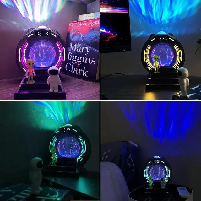 Alt view image 7 of 7 - 8-in-1 Sci-Fi Gateway Galaxy Projector Nebula Night Light for Kids Adults Teens with Plasma Ball, Alarm Clock, Bluetooth Speaker, White Noise, 8 Color Night Lights & Alien Astronaut for Bedroom Decor