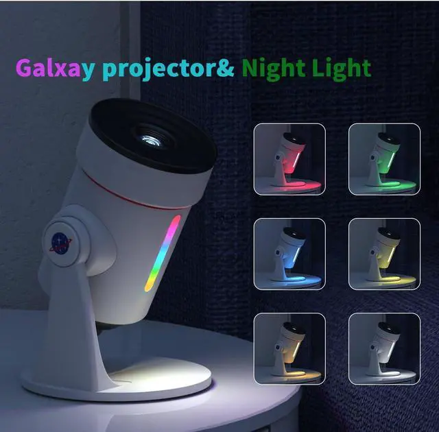 Alt view image 3 of 7 - Star Projector,Galaxy Projector Upgraded Clear Lens, 10 Realistic Planetarium Projector Slides Night Lights LED 8 Color for Bedroom, 360° Rotation, 1/2h Timer Function Ultra-Wide Ceiling Projector