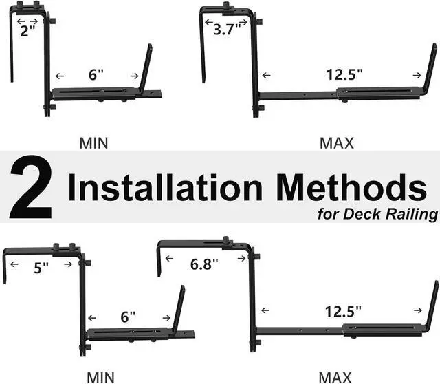 Alt view image 2 of 7 - 6 PCS Adjust Window Box Brackets for Planter Box, Heavy Duty Wall Mounted Hooks Hangers for Flower Baskets Holder Dur, Hanging Brackets for Fence Patio Garden Balcony