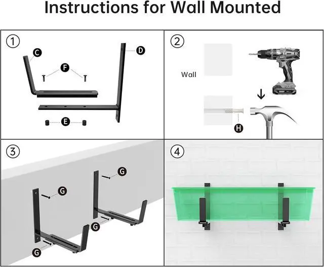 Alt view image 5 of 7 - 6 PCS Adjust Window Box Brackets for Planter Box, Heavy Duty Wall Mounted Hooks Hangers for Flower Baskets Holder Dur, Hanging Brackets for Fence Patio Garden Balcony