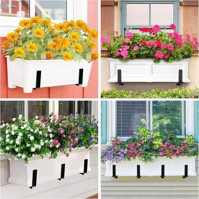 Alt view image 7 of 7 - 6 PCS Adjust Window Box Brackets for Planter Box, Heavy Duty Wall Mounted Hooks Hangers for Flower Baskets Holder Dur, Hanging Brackets for Fence Patio Garden Balcony