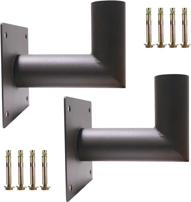Main image of 90 Degree Wall Mount Bracket with 2-3/8in OD Tenon, Tenon Adapter L Shape Wall Mounted Adapter for LED Street Lights Parking Lot Lights Post Top Light, Heavy Duty Steel, Dark Bronze, 2 Pack