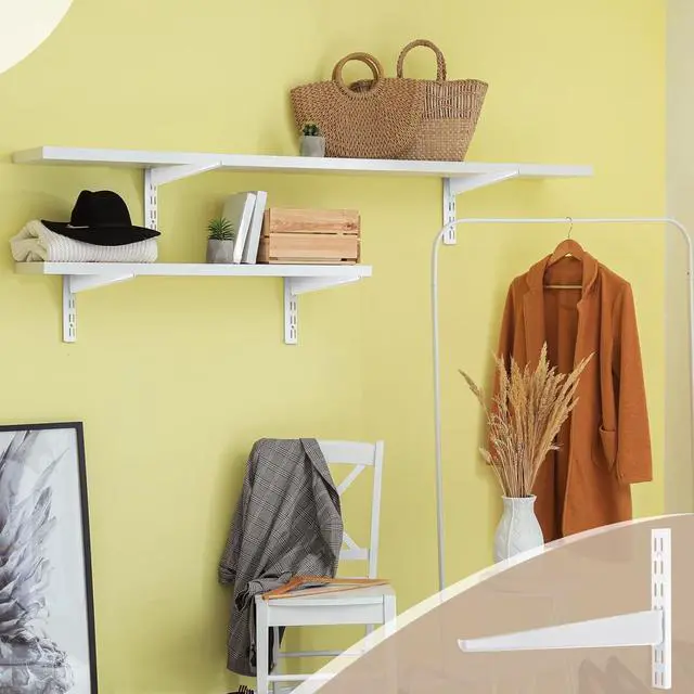 Alt view image 6 of 7 - 20 Pcs Adjust Shelf Brackets for Double Track System Closet Organization Heavy Duty Wire Shelf Brackets(White,11.5 Inch)