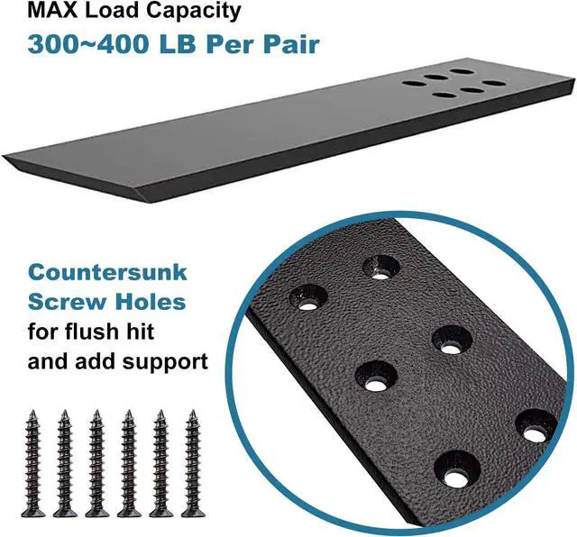 Alt view image 2 of 6 - LX2.5 Heavy Duty Knee Wall Support Bracket - 3 Pack, 16" L x 2.5" W, 3/8" Thick, Floating Bracket for Quz/Granite/Wood/Concrete Countertops, Screws Included