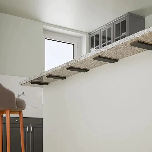 Alt view image 6 of 6 - LX2.5 Heavy Duty Knee Wall Support Bracket - 3 Pack, 16" L x 2.5" W, 3/8" Thick, Floating Bracket for Quz/Granite/Wood/Concrete Countertops, Screws Included