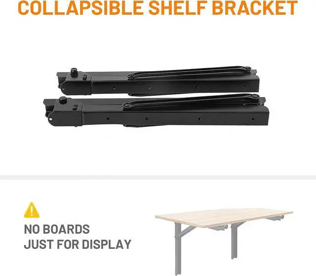 Alt view image 3 of 7 - 24inch Folding Shelf Brackets Garage Heavy Duty Steel Max Load 500lb Floating Wall Mounted Collapsible Shelf Bracket Space Saving (Pack of 2, No Board)