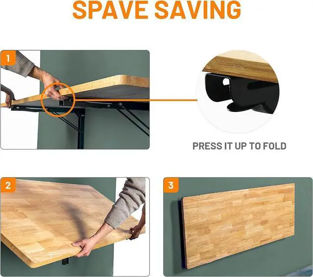 Alt view image 4 of 7 - 24inch Folding Shelf Brackets Garage Heavy Duty Steel Max Load 500lb Floating Wall Mounted Collapsible Shelf Bracket Space Saving (Pack of 2, No Board)