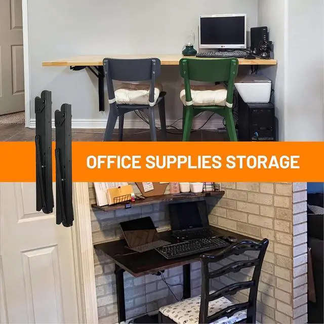 Alt view image 6 of 7 - 24inch Folding Shelf Brackets Garage Heavy Duty Steel Max Load 500lb Floating Wall Mounted Collapsible Shelf Bracket Space Saving (Pack of 2, No Board)