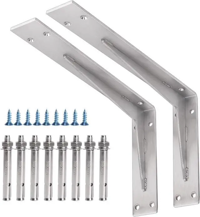 Main image of Shelf Bracket Heavy Duty 14x8x2 in, 1/5IN Extra Thick Solid L Brackets Stainless Steel Countertop Bar Top Support Brackets Wall Mounted, Includes Hardware, 2 Pack