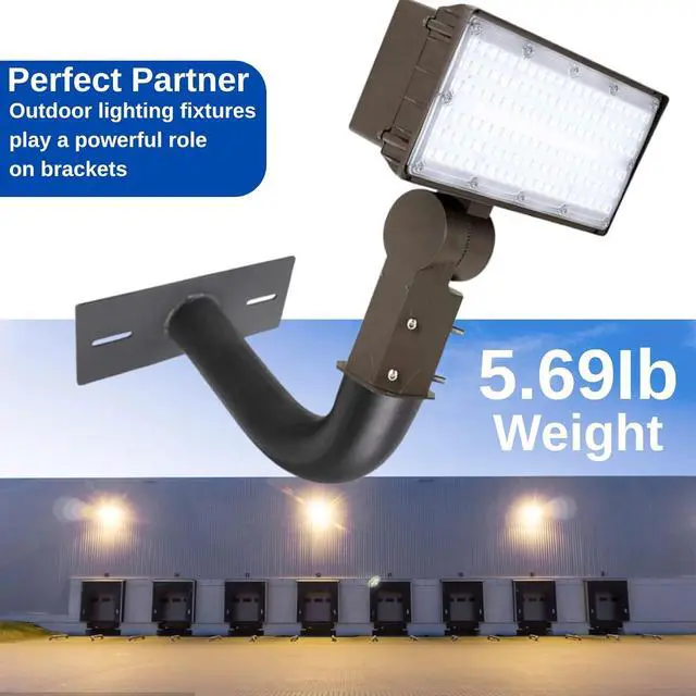 Alt view image 3 of 5 - Wall Mount Bracket with 2-3/8"O.D., Heavy Duty Steel Parking Lot Light Mounted Extension Arm J Shape Sturdy Welded Mounting Bracket for Outdoor Street Slip Fit Shoebox Lights