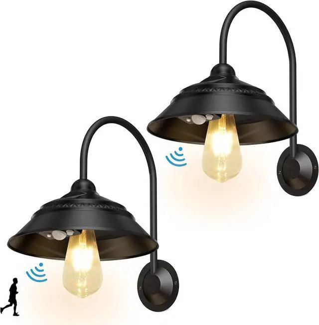 Main image of 2 Pack Solar Barn Light, Solar Wall Sconce Light Outdoor with 3 Lighting Modes & Motion Sensor, Waterproof Farmhouse Light Outdoor for Chicken Coop Garage Shed