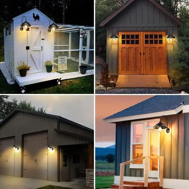 Alt view image 5 of 7 - 2 Pack Solar Barn Light, Solar Wall Sconce Light Outdoor with 3 Lighting Modes & Motion Sensor, Waterproof Farmhouse Light Outdoor for Chicken Coop Garage Shed