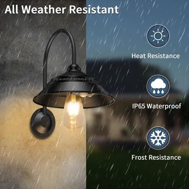 Alt view image 6 of 7 - 2 Pack Solar Barn Light, Solar Wall Sconce Light Outdoor with 3 Lighting Modes & Motion Sensor, Waterproof Farmhouse Light Outdoor for Chicken Coop Garage Shed