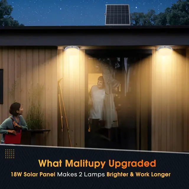 Alt view image 3 of 7 - Solar Shed Lights Indoor Outdoor 2 Pack, Brighter & Tricolor & Daytime Ceiling Light with ON/Off Switch & Remote, Dimm Waterproof Solar Barn Light for Porch, Shop, St, Carpot