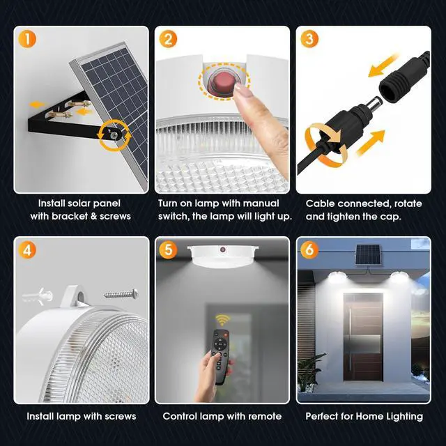 Alt view image 6 of 7 - Solar Shed Lights Indoor Outdoor 2 Pack, Brighter & Tricolor & Daytime Ceiling Light with ON/Off Switch & Remote, Dimm Waterproof Solar Barn Light for Porch, Shop, St, Carpot