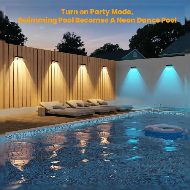 Alt view image 3 of 7 - Outdoor Wall Lights,Solar Lights Outdoor Waterproof IP65 Warm/Cool White + RGB Color Changing Solar Wall Lights for Wall,Patio,Backyard,Railing Deck,Porchaily&Holiday Decorations (12)