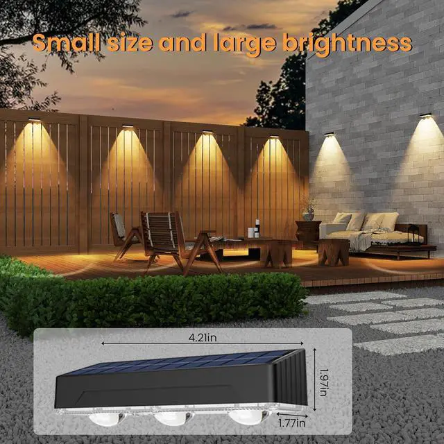 Alt view image 5 of 7 - Outdoor Wall Lights,Solar Lights Outdoor Waterproof IP65 Warm/Cool White + RGB Color Changing Solar Wall Lights for Wall,Patio,Backyard,Railing Deck,Porchaily&Holiday Decorations (12)