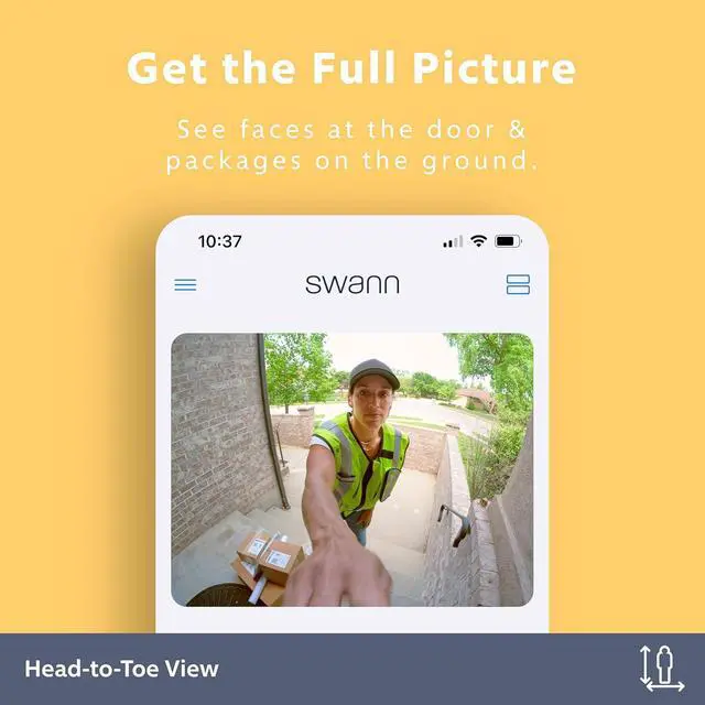Alt view image 6 of 7 - EVO Video Doorbell: HD Video, Wired or Wire-Free, 140° Head-to-Toe View, Advanced Person/Sound/Motion Detection, Live View, Night Vision, 2-Way Talk, Local/Cloud Storage, Weatherproof, w/Chime.