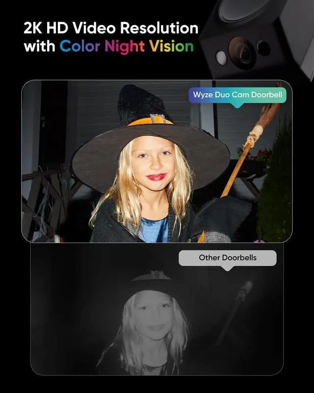 Alt view image 3 of 7 - Wireless Duo Cam Video Doorbell (Chime Included), Battery Powered, 2K Full HD Video, 2 Cameras (People and Package), 2-Way Audio, Color Night Vision