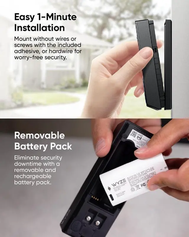 Alt view image 6 of 7 - Wireless Duo Cam Video Doorbell (Chime Included), Battery Powered, 2K Full HD Video, 2 Cameras (People and Package), 2-Way Audio, Color Night Vision