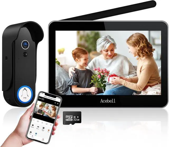 Main image of Wireless Sm Video Doorbell Intercom System, WiFi 1080P Video Doorbell Camera with Monitor, Video Door Phone with 7''Touch Screen, Motion Detection, No Subscription, APP Control