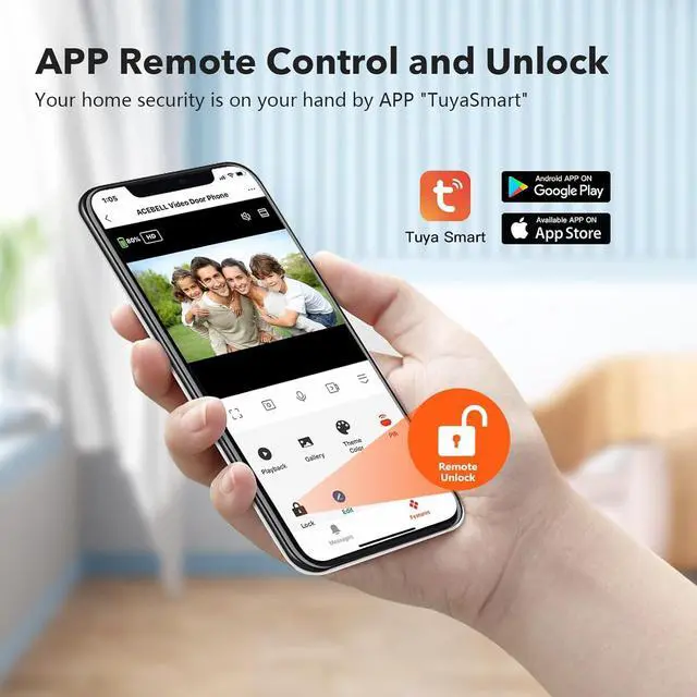 Alt view image 2 of 7 - Wireless Sm Video Doorbell Intercom System, WiFi 1080P Video Doorbell Camera with Monitor, Video Door Phone with 7''Touch Screen, Motion Detection, No Subscription, APP Control