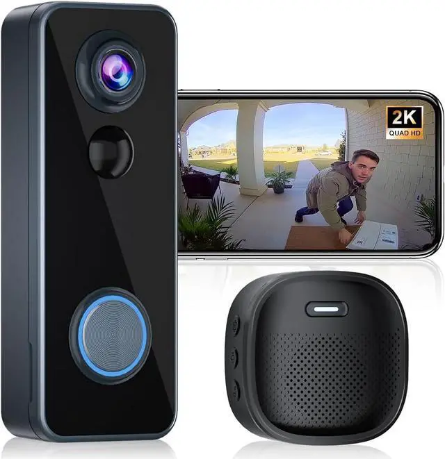 Main image of Doorbell Camera Wireless, Head-to-Toe Video, 2K HD Live View, Two-Way Talk,Sm Video Doorbell with Chime,no Subscription,Battery Powered,Motion Detection &Alerts,Works with Alexa &Google(2.4G WiFi)