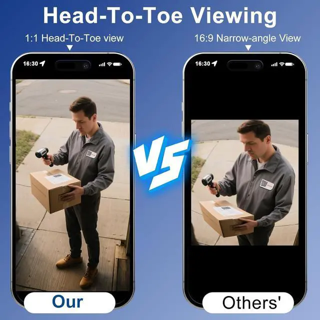 Alt view image 2 of 7 - Doorbell Camera Wireless, Head-to-Toe Video, 2K HD Live View, Two-Way Talk,Sm Video Doorbell with Chime,no Subscription,Battery Powered,Motion Detection &Alerts,Works with Alexa &Google(2.4G WiFi)