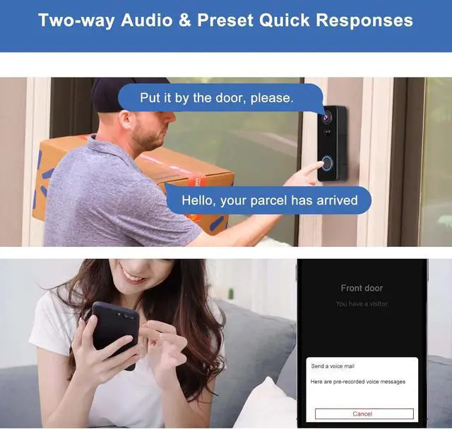 Alt view image 5 of 7 - Doorbell Camera Wireless, Head-to-Toe Video, 2K HD Live View, Two-Way Talk,Sm Video Doorbell with Chime,no Subscription,Battery Powered,Motion Detection &Alerts,Works with Alexa &Google(2.4G WiFi)