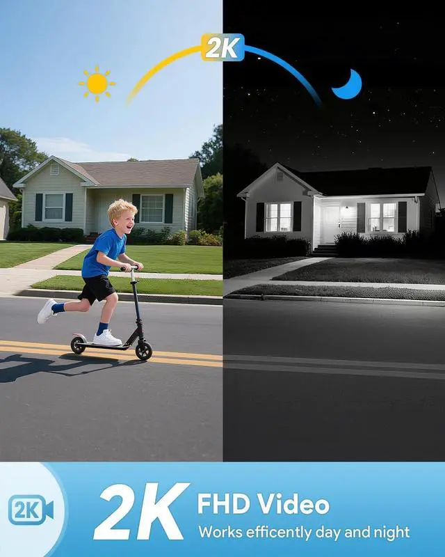 Alt view image 2 of 7 - Doorbell Camera Wireless, 2K HD Video Doorbell with  Chime, Battery Operated, Night Vision, 2-Way Audio, PIR Motion Detection, 2.4Ghz WiFi, IP66 Waterproof, Cloud Storage, Works with Alexa