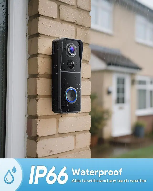 Alt view image 5 of 7 - Doorbell Camera Wireless, 2K HD Video Doorbell with  Chime, Battery Operated, Night Vision, 2-Way Audio, PIR Motion Detection, 2.4Ghz WiFi, IP66 Waterproof, Cloud Storage, Works with Alexa
