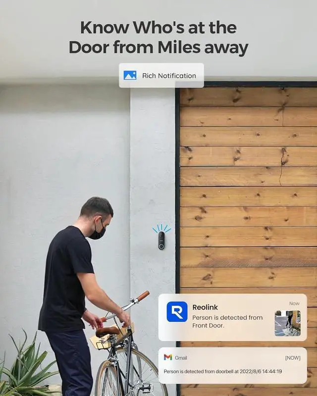 Alt view image 4 of 7 - Video Doorbell Camera with 256GB microSD Card Bundle, Wired Video Doorbell, 5Ghz/2.4Ghz WiFi, 256GB SD Card for Local Storage, Chime Included