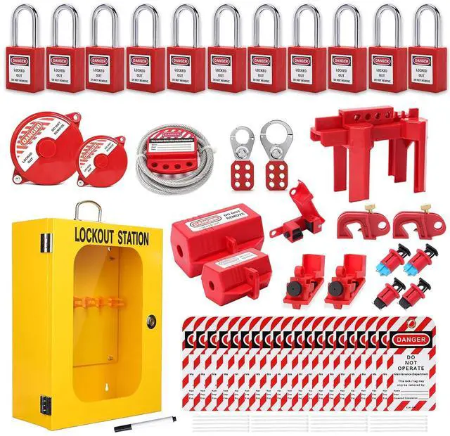 Main image of Lockout Tagout Station Breaker Loto Kit Loto Hasps,Loto Tags,Circuit Breaker Lockout,Ball Valve Lockout,Electrical Plug Lockout,Steel C Lockout for Loto Station Lock Out Tag Out Kit