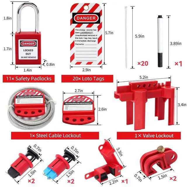 Alt view image 2 of 7 - Lockout Tagout Station Breaker Loto Kit Loto Hasps,Loto Tags,Circuit Breaker Lockout,Ball Valve Lockout,Electrical Plug Lockout,Steel C Lockout for Loto Station Lock Out Tag Out Kit