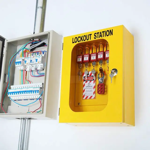 Alt view image 5 of 7 - Lockout Tagout Station Breaker Loto Kit Loto Hasps,Loto Tags,Circuit Breaker Lockout,Ball Valve Lockout,Electrical Plug Lockout,Steel C Lockout for Loto Station Lock Out Tag Out Kit