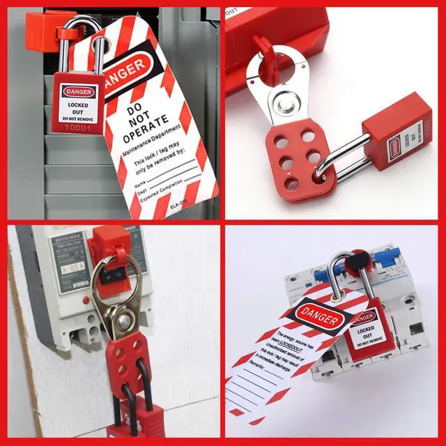 Alt view image 7 of 7 - Lockout Tagout Station Breaker Loto Kit Loto Hasps,Loto Tags,Circuit Breaker Lockout,Ball Valve Lockout,Electrical Plug Lockout,Steel C Lockout for Loto Station Lock Out Tag Out Kit