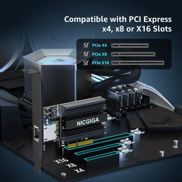 Alt view image 6 of 7 - 10G Base-T PCI-e Network Card, Marvell AQC113 Controller,  10Gb Ethernet Adapter Support WOL, 10Gbe RJ45 Port NIC Card, Windows10/11/Windows Server/Linux