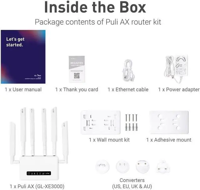 Alt view image 7 of 7 - GL-XE3000 (Puli AX) 5G Router with Dual SIM Card Slot, Wi-Fi 6 Cellular Routers, Built-in Battery, Multi-WAN, VPN, OpenWrt, Secure 5G Router for Office, Retail, nts, Business