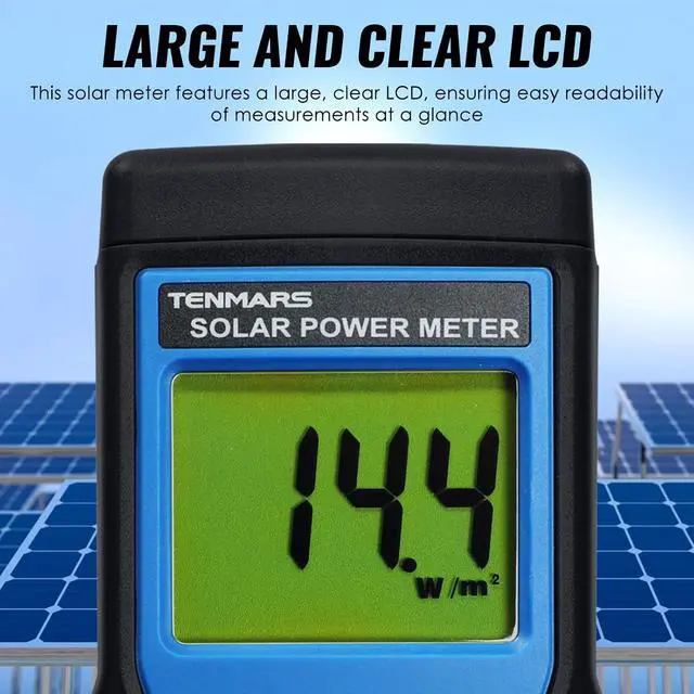 Alt view image 7 of 7 - Solar Power Meter, Handheld Solar Irradiance Meter Solar Energy Meter, Digital Solar Power Meter with 2000 W/m2, 634 BTU / (ft2 · h) Measu Range and MAX/MIN/Data Hold Function