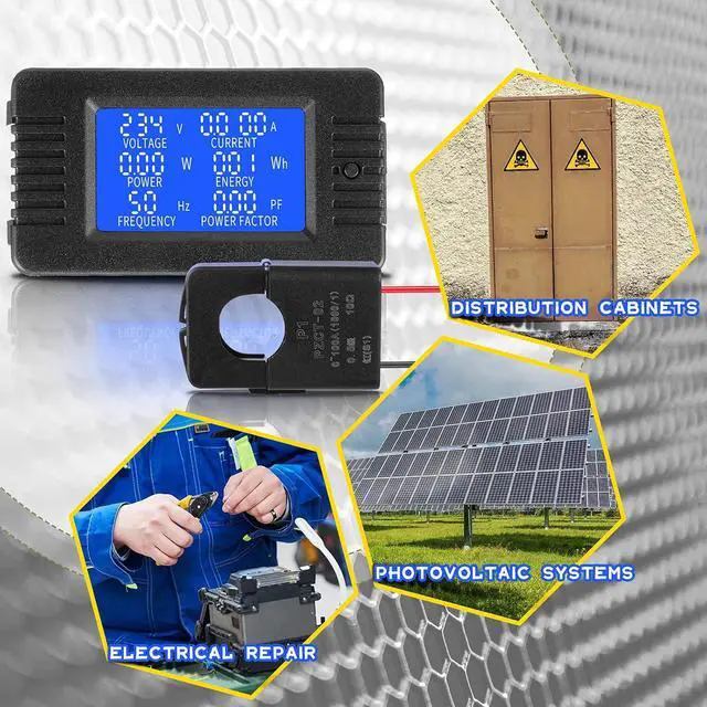 Alt view image 6 of 7 - 2 Pieces AC Power Meter AC 80-260V 100A Crs-022b LCD Digital Voltage and Current Monitor Meter Power Voltmeter Ammeter with 100A Current Split Core Transformer CT