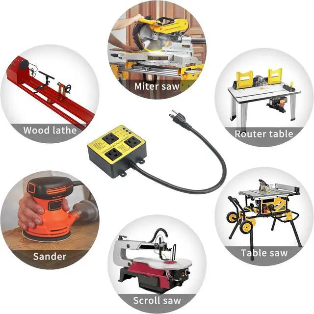Alt view image 7 of 7 - Automatic Vacuum Switch with Extra Outlet for Using More Power Tools,  Dust Control Autoswitch Delay Vacuum On/Off to Prnt Circuit Overload and Tripping, Adjust Actuation Threshold, Yellow