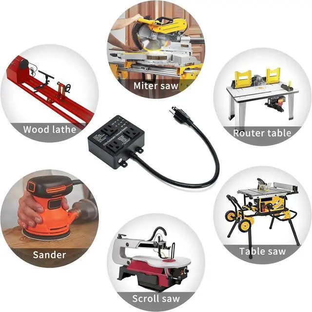 Alt view image 6 of 6 - Automatic Vacuum Switch with Extra Outlet for Using More Power Tools,  Dust Control Autoswitch Delay Vacuum On/Off to Prnt Circuit Overload and Tripping, Adjust Actuation Threshold, Black